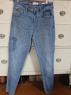 Guess Light Blue Cropped Utility Jeans